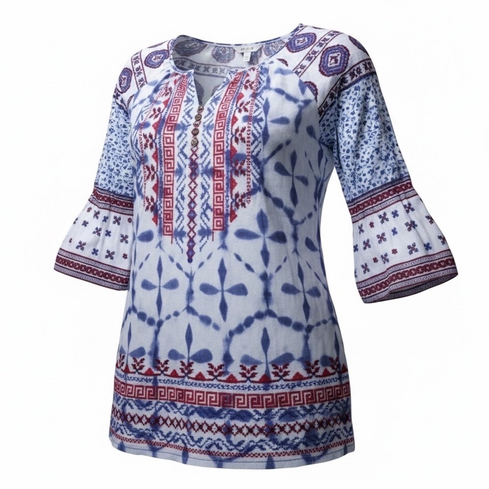 John Mark Size Small Tie Die Red White Blue Tunic NWT